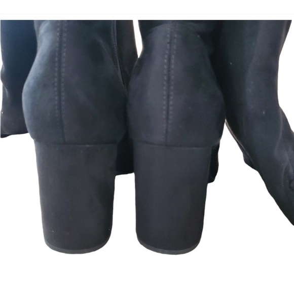 Black faux suede over the knee boots. - Picture 5 of 7